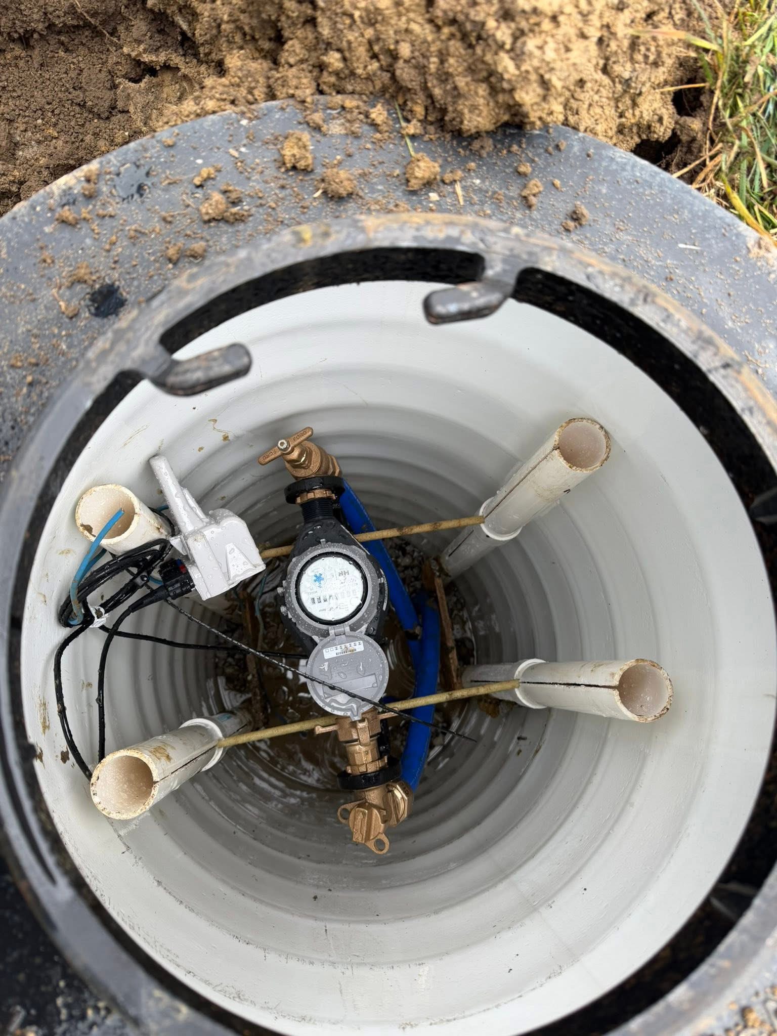 Excavation work around a water meter pit