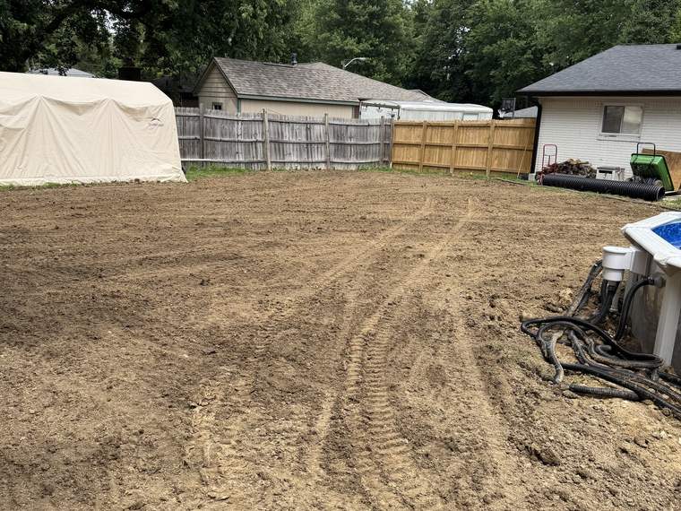 Back yard stripped and graded around a new above ground pool